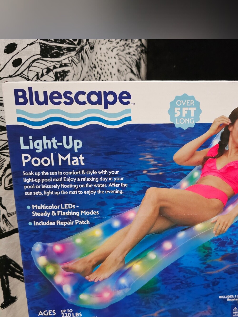 Bluescape Inflatable Pool Mat/Float, Color-Changing LED Light-Up, Waterproof 🆕